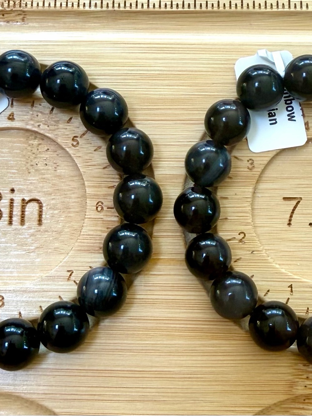 Rainbow Obsidian Black Beaded Stretch Bracelet